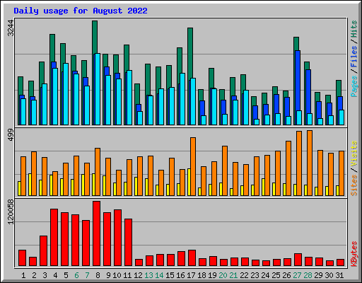 Daily usage for August 2022