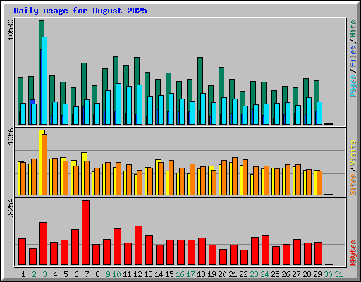 Daily usage for August 2025